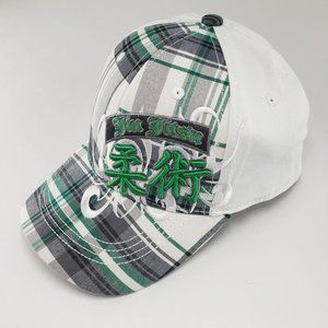 Jiu Jitsu Martial arts baseball cap embroidered green, white with plaid